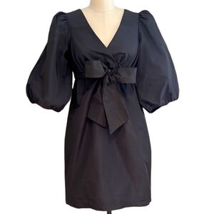 BCBGMAXAZRIA Black Satin Puff Sleeve Dress Size XXS NWOT